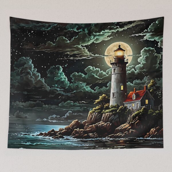 Item preview, The lighthouse at full moon designed and sold by PixelParadies.