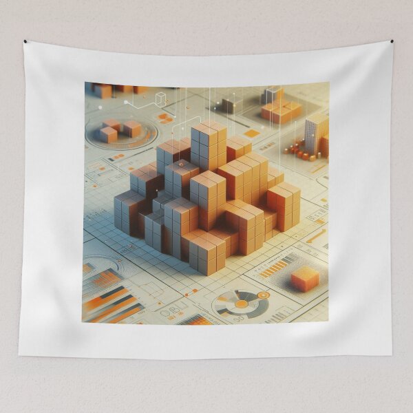 Aperçu de l'œuvre Cubes rendus en 3D sur une illustration plane – Art numérique géométrique moderne créée et vendue par ashokreddy343.