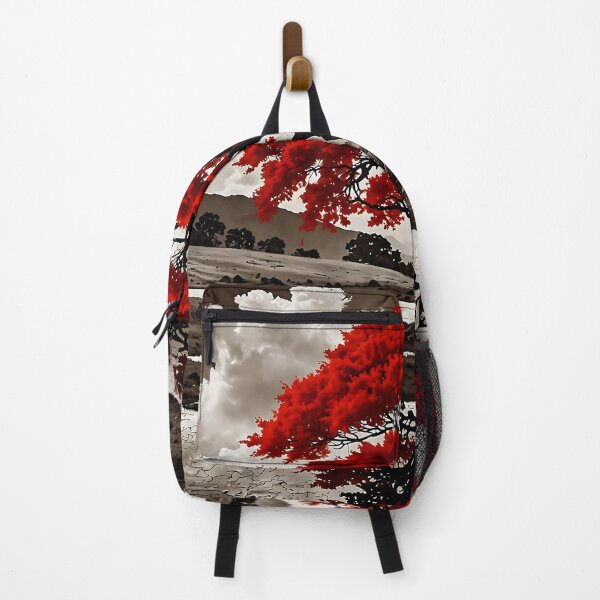 Item preview, Red trees by the mountain river designed and sold by PixelParadies.