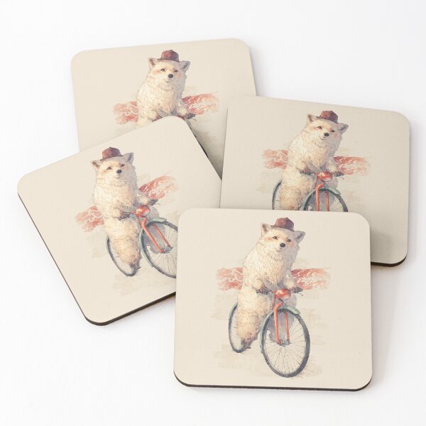 Item preview, Vintage Artic Fox on Bicycle – Cute Retro Illustration designed and sold by collectees1.