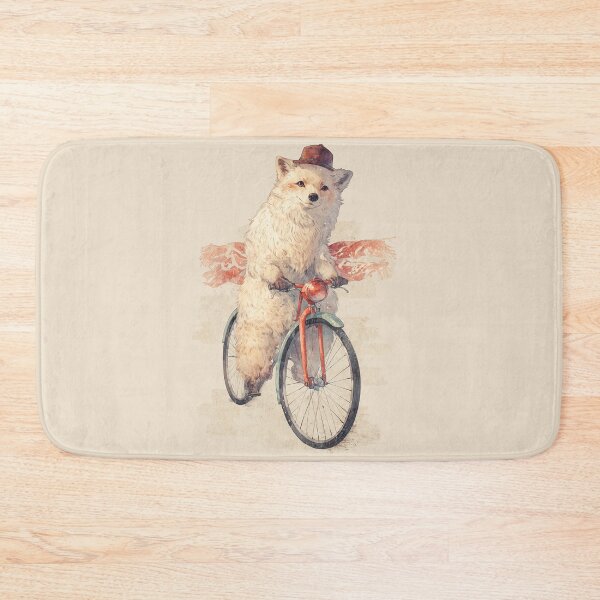 Item preview, Vintage Artic Fox on Bicycle – Cute Retro Illustration designed and sold by collectees1.