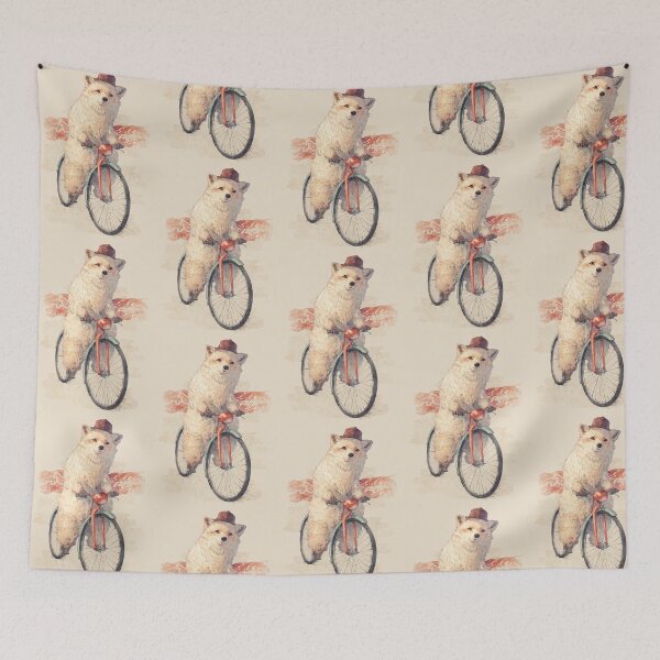 Item preview, Vintage Artic Fox on Bicycle – Cute Retro Illustration designed and sold by collectees1.