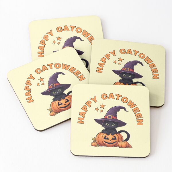 Item preview, Happy Catoween Black Kitten Cat and Pumpkins Cheeky Witch® designed and sold by cheekywitch.