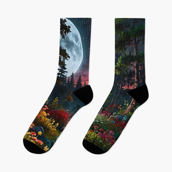 Item preview, Moonlit night on the flower meadow designed and sold by PixelParadies.