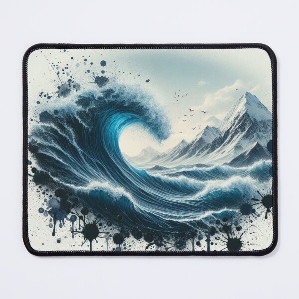 Item preview, Photo of ocean wave with ink splatter overlay designed and sold by ashokreddy343.