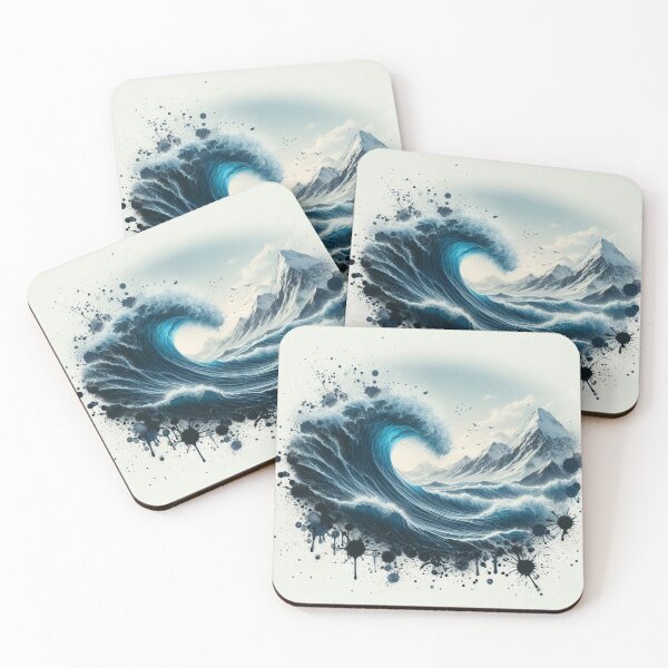 Item preview, Photo of ocean wave with ink splatter overlay designed and sold by ashokreddy343.