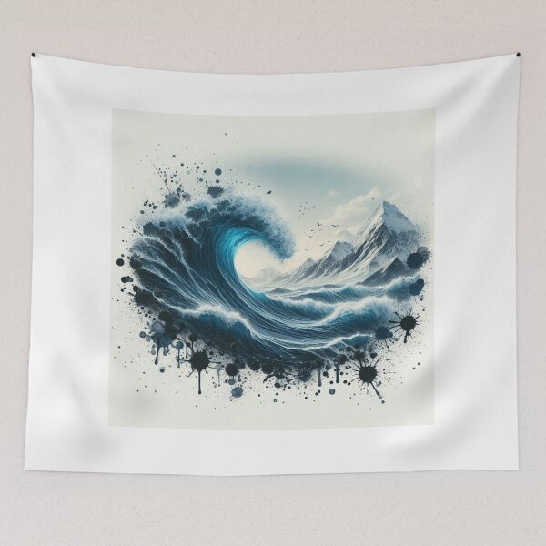 Item preview, Photo of ocean wave with ink splatter overlay designed and sold by ashokreddy343.