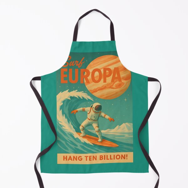 Item preview, Surf Europa’s Oceans – Retro Futuristic NASA Travel Poster designed and sold by WhisperFrame.