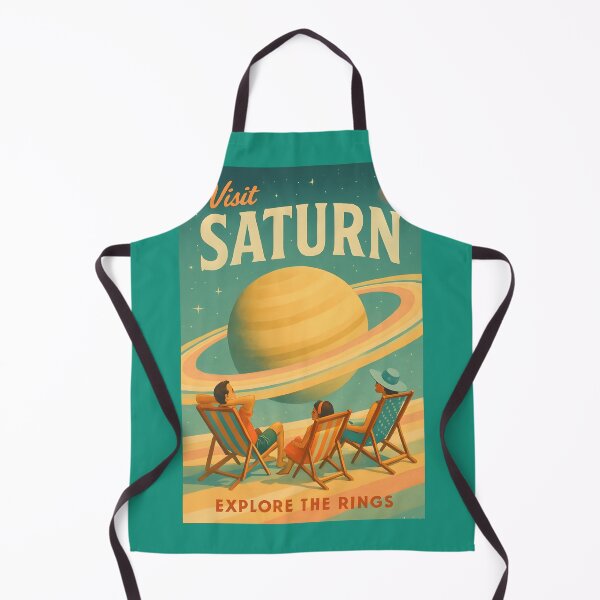 Item preview, Vacation on Saturn’s Rings – Retro Space Tourism Poster Surreal NASA Style designed and sold by WhisperFrame.