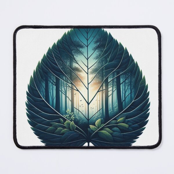 Item preview, Leaf Silhouette Filled with Forest Scene – Nature Double Exposure Design designed and sold by ashokreddy343.