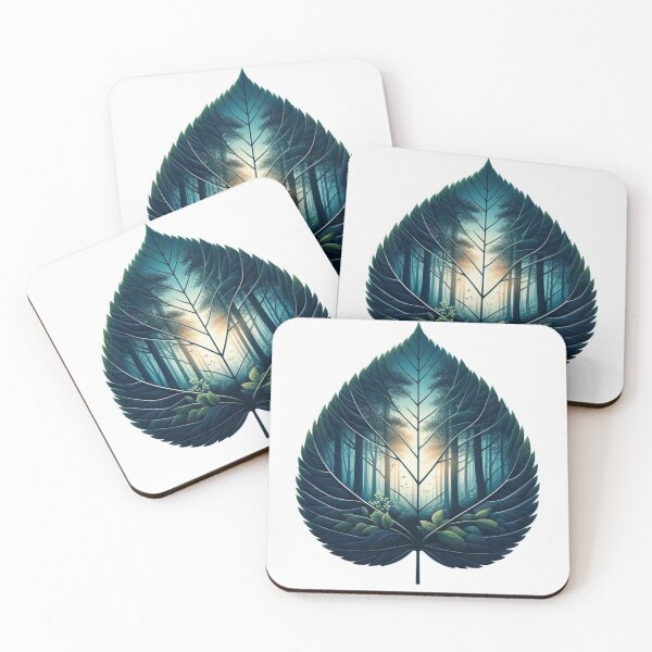 Item preview, Leaf Silhouette Filled with Forest Scene – Nature Double Exposure Design designed and sold by ashokreddy343.