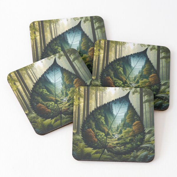 Item preview, Nature Double Exposure – Leaf Silhouette with Forest Scene designed and sold by ashokreddy343.