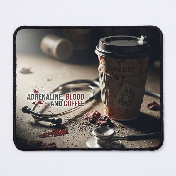 Item preview, Adrenaline, Blood and Coffee designed and sold by ES Dark & Funny.
