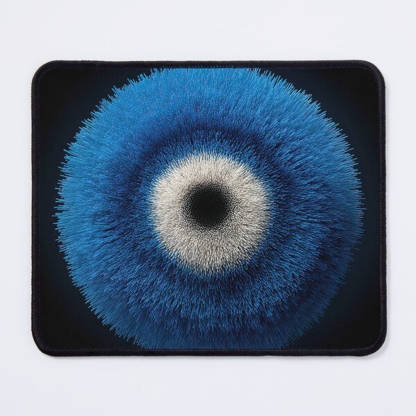 Item preview, Abstract Blue Evil Eye Mandala – Textured Radial Design on Black designed and sold by BasajaunStudio.