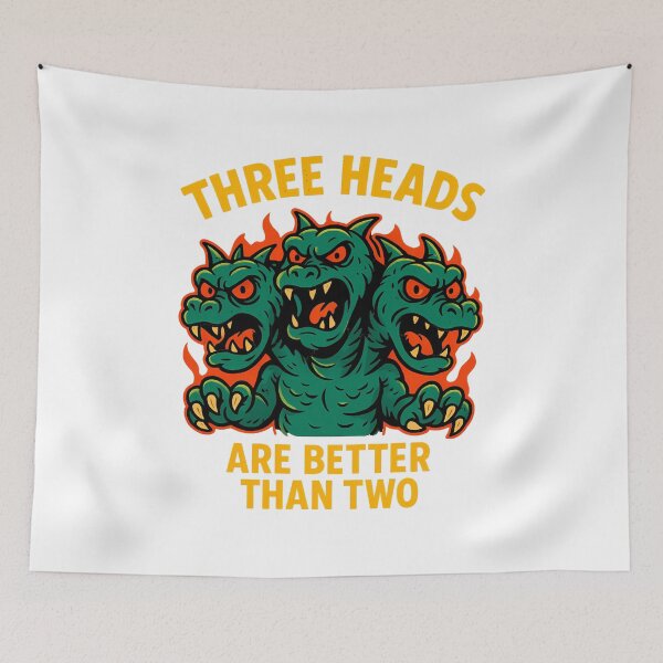 Item preview, Three Heads Are Better Than Two – Funny Monster Cartoon designed and sold by NatureStyle555.