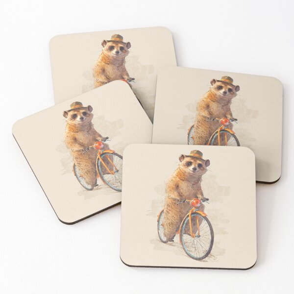 Item preview, Vintage Meerkat on Bicycle – Cute Retro Illustration designed and sold by collectees1.