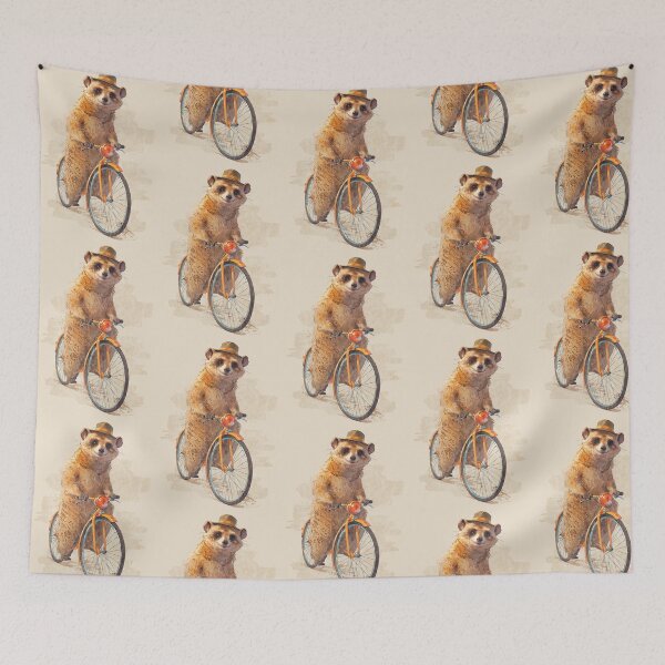 Item preview, Vintage Meerkat on Bicycle – Cute Retro Illustration designed and sold by collectees1.