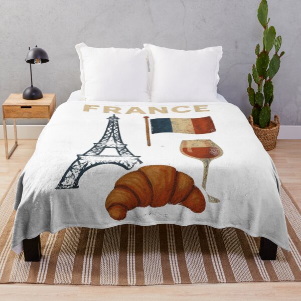 Item preview, Paris Eiffel Tower with Croissant, Wine & French Flag – France Travel Souvenir designed and sold by AboutBella.