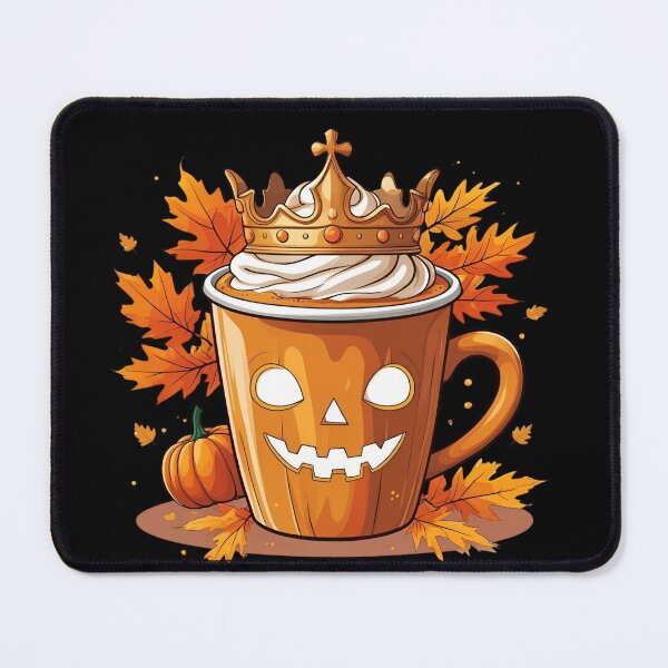 Item preview, Pumpkin Spice Royalty - pumpkin latte cup wearing a golden crown, autumn leaves 2 designed and sold by Neon G.