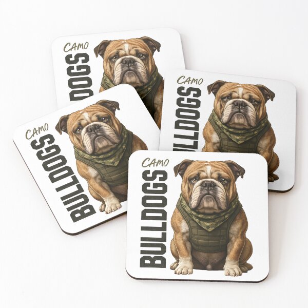 Item preview, Camo Bulldog in Tactical Vest – Military Style Dog Art designed and sold by Sonchai Paladsai.