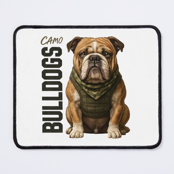 Item preview, Camo Bulldog in Tactical Vest – Military Style Dog Art designed and sold by Sonchai Paladsai.