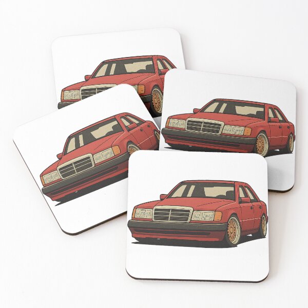 Item preview, Retro Benz W124 Front View – Stanced Sedan with Classic Mesh Wheels – Badge-Free Artwork designed and sold by fjurcev.