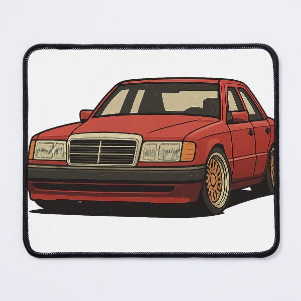 Item preview, Retro Benz W124 Front View – Stanced Sedan with Classic Mesh Wheels – Badge-Free Artwork designed and sold by fjurcev.