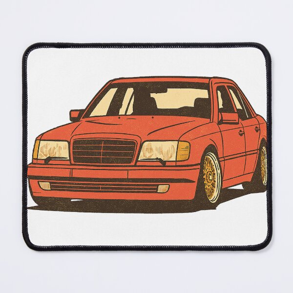 Item preview, Retro Benz W124 E500 Front View – Stanced Sedan with Classic Mesh Wheels – Badge-Free Artwork designed and sold by fjurcev.