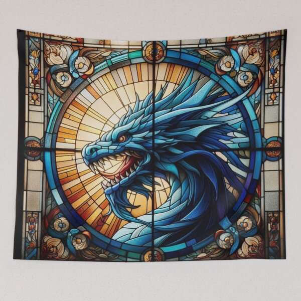 Item preview, Blue Stained Glass Dragon designed and sold by FairytalePress.