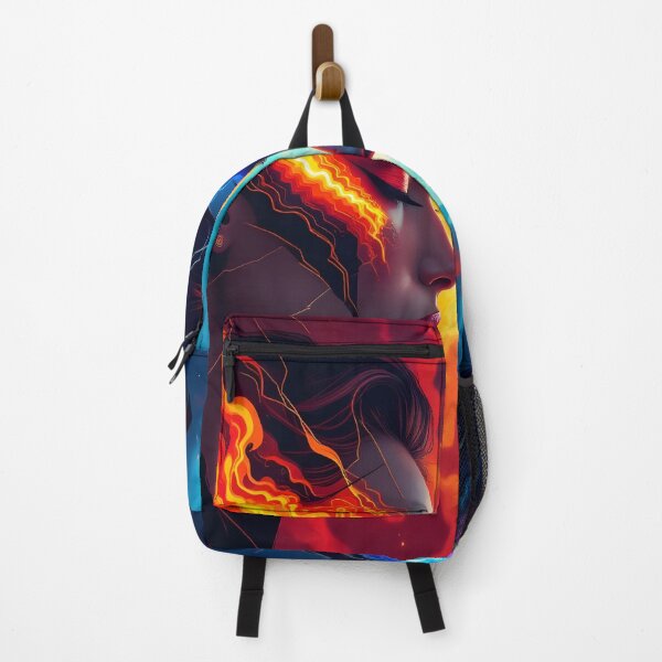 Item preview, Duality of Fire and Ice – Psychedelic Pop-Cubism Portrait designed and sold by artmanikin.