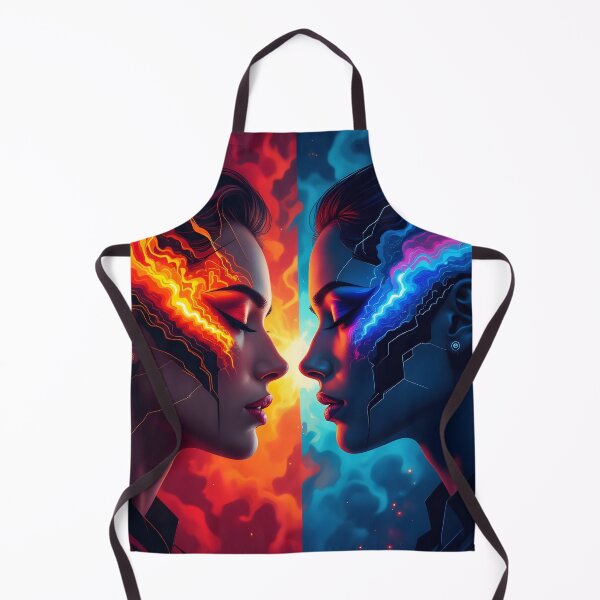 Item preview, Duality of Fire and Ice – Psychedelic Pop-Cubism Portrait designed and sold by artmanikin.