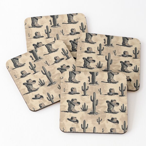 Item preview, Vintage Western Pattern with Hats and Cactus designed and sold by Rue Market.