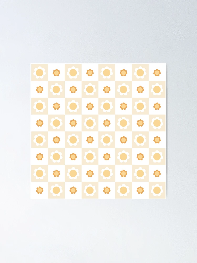 Thumbnail 1 of 3, Poster, Retro Checkered Flower Design designed and sold by Julza Art.