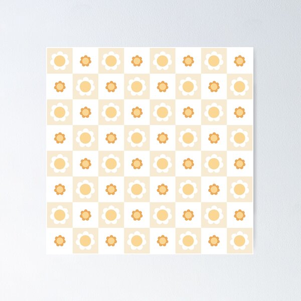 Aperçu de l'œuvre Motif floral à carreaux rétro créée et vendue par Julza Art.
