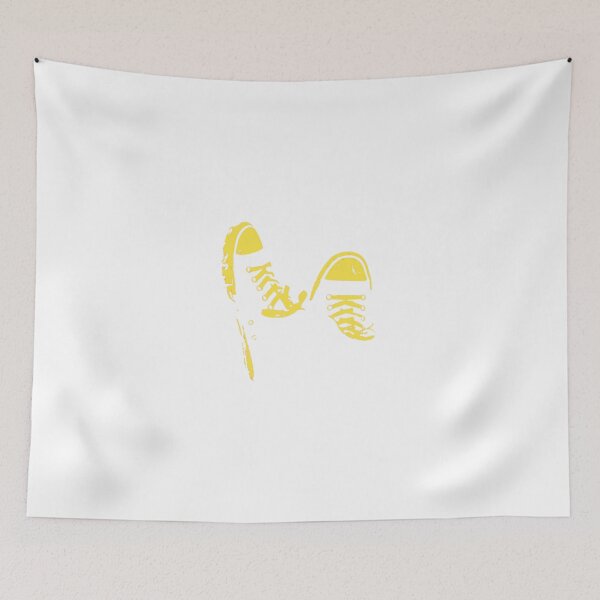 Item preview,  Retro Yellow Sneaker Outline Design on Black Background - Vintage Style Casual Shoe Graphic for Apparel and Accessories designed and sold by Colorful-Garden.