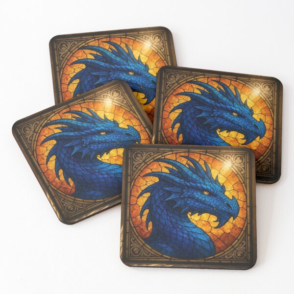 Item preview, Blue Stained Glass Dragon designed and sold by FairytalePress.