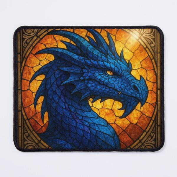 Item preview, Blue Stained Glass Dragon designed and sold by FairytalePress.