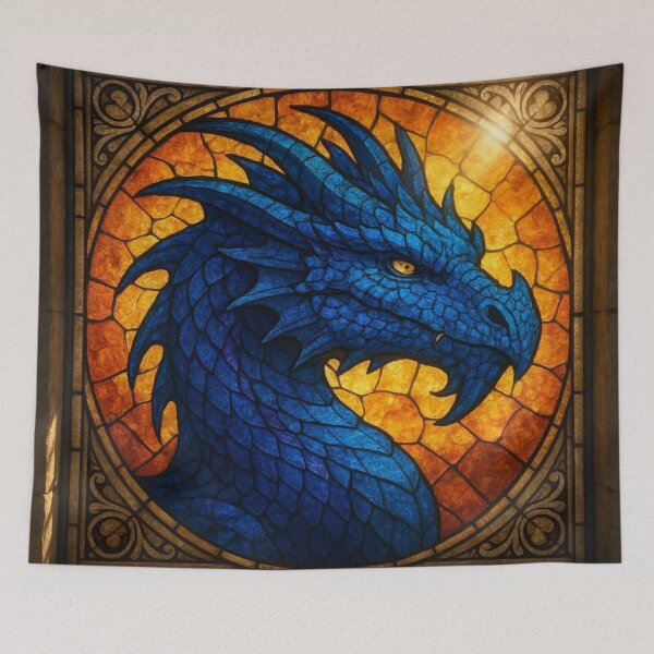 Item preview, Blue Stained Glass Dragon designed and sold by FairytalePress.