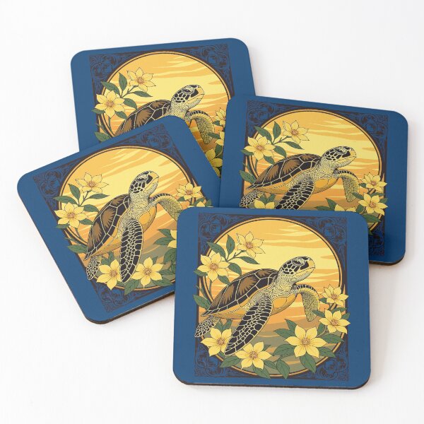 Item preview, Ocean Turtle And Yellow Gelsemium Flowers designed and sold by taiche.