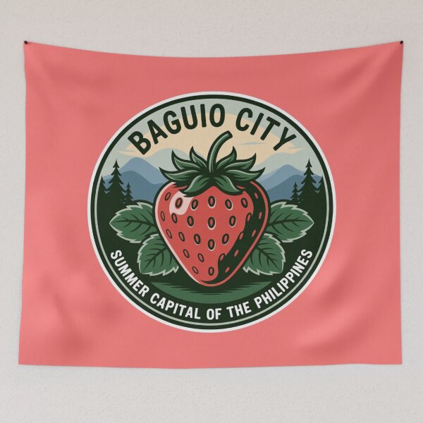 Item preview, Baguio City Strawberry & Pine Trees Badge Sticker – Summer Capital of the Philippines designed and sold by Timeless Design.