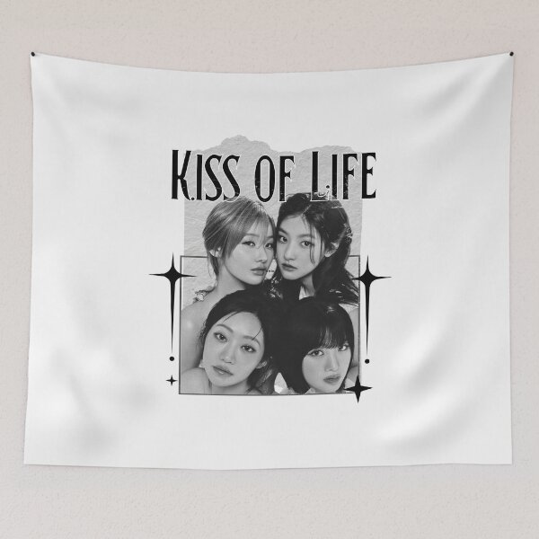 Item preview, Kiss of Life Kpop Girl group Scrapbook Collage Cozy Y2K Vintage Design designed and sold by HELL0WBELLO.