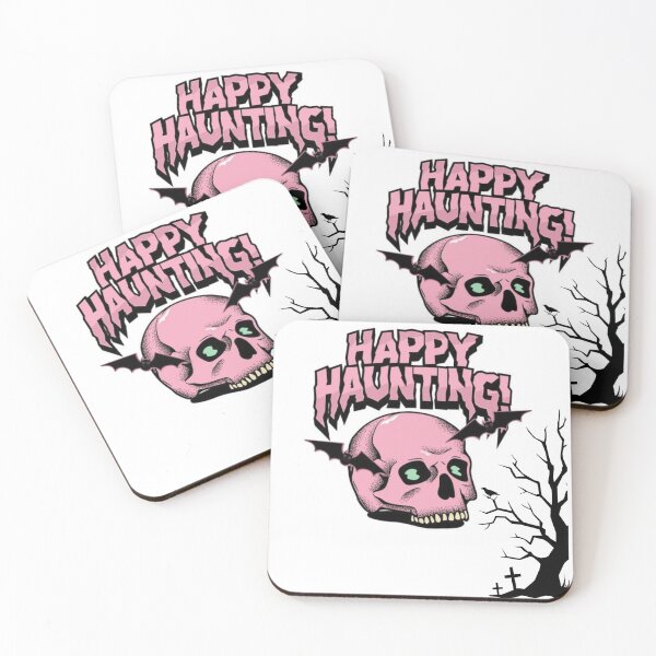 Item preview, Happy Haunting Black & Pink Skull Bats Cemetery Tree designed and sold by CertainTees Clothing & Accessories .