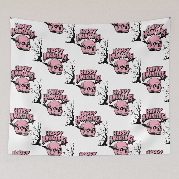 Item preview, Happy Haunting Black & Pink Skull Bats Cemetery Tree designed and sold by CertainTees Clothing & Accessories .
