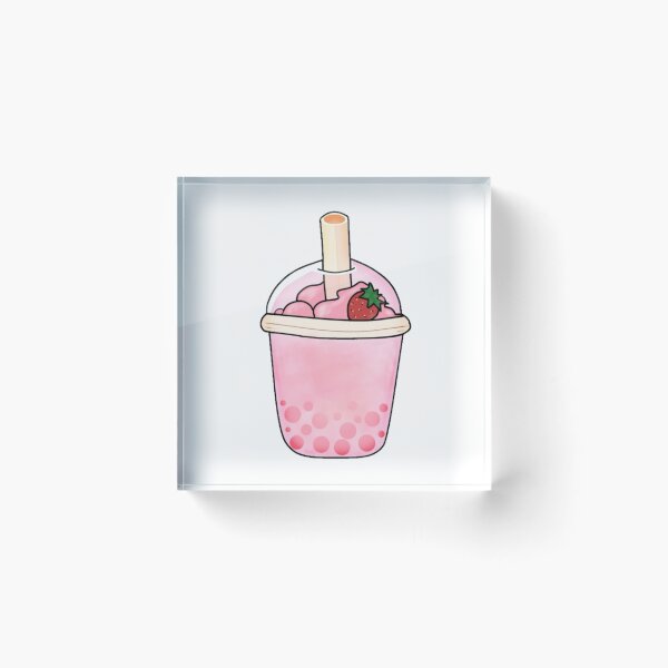 Item preview, Cute Strawberry Boba Hand-Drawn Pastel Kawaii Bubble Tea Drink designed and sold by HayaahModest.