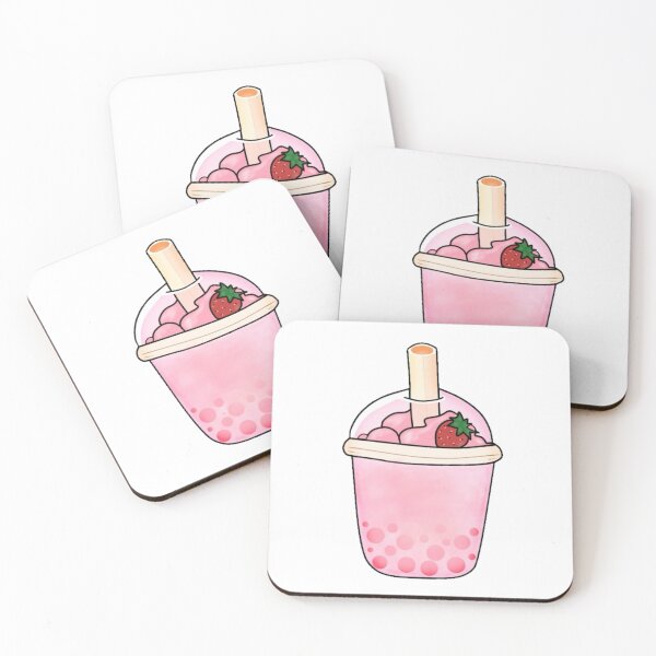 Item preview, Cute Strawberry Boba Hand-Drawn Pastel Kawaii Bubble Tea Drink designed and sold by HayaahModest.