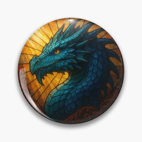 Item preview, Teal Stained Glass Dragon designed and sold by FairytalePress.