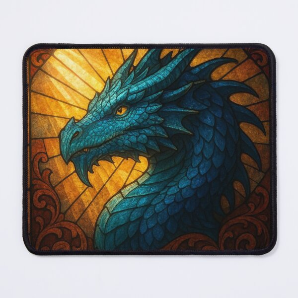 Item preview, Teal Stained Glass Dragon designed and sold by FairytalePress.