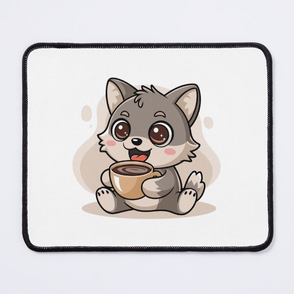 Item preview, wolf drinking coffee designed and sold by Eternalski.