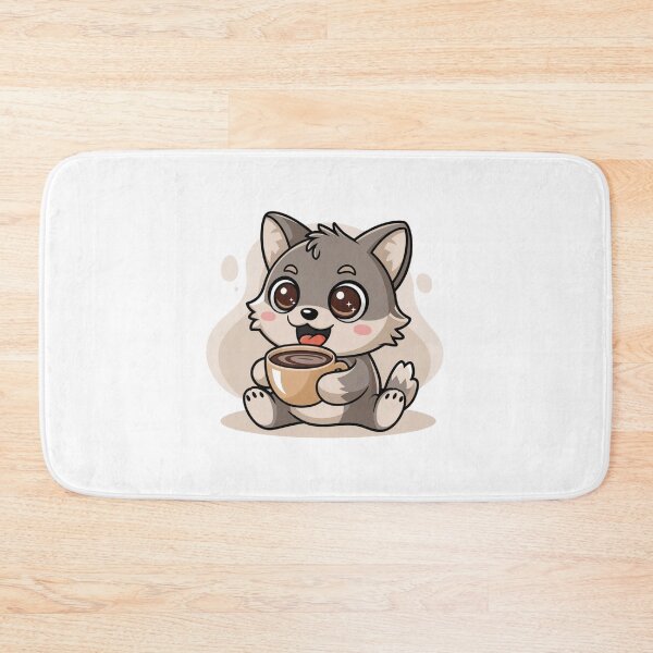 Item preview, wolf drinking coffee designed and sold by Eternalski.