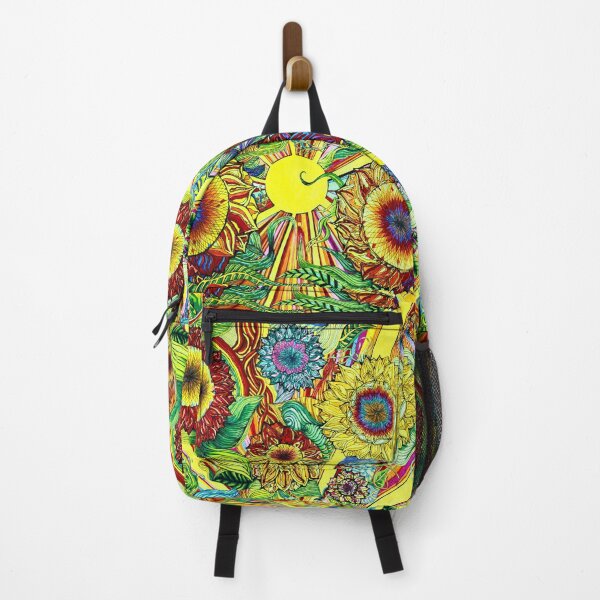 Item preview, abstract vibrant Sunflowers with radiating sun designed and sold by VIBRANTBYSHY.
